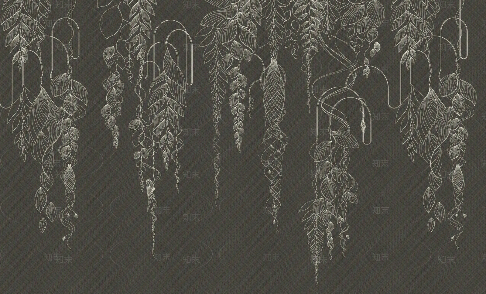 灰色葡萄藤爬藤植物线条壁纸壁布墙布贴图下载【ID:1157815355】