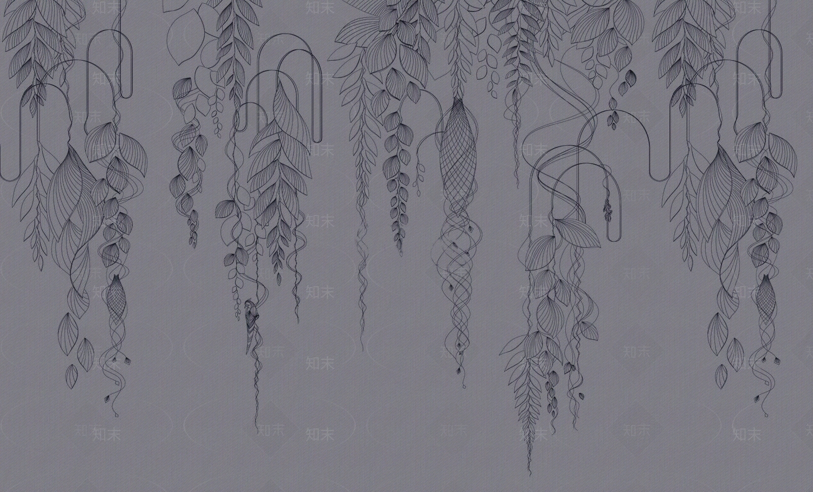 灰色葡萄藤爬藤植物线条壁纸壁布墙布贴图下载【ID:1157815483】