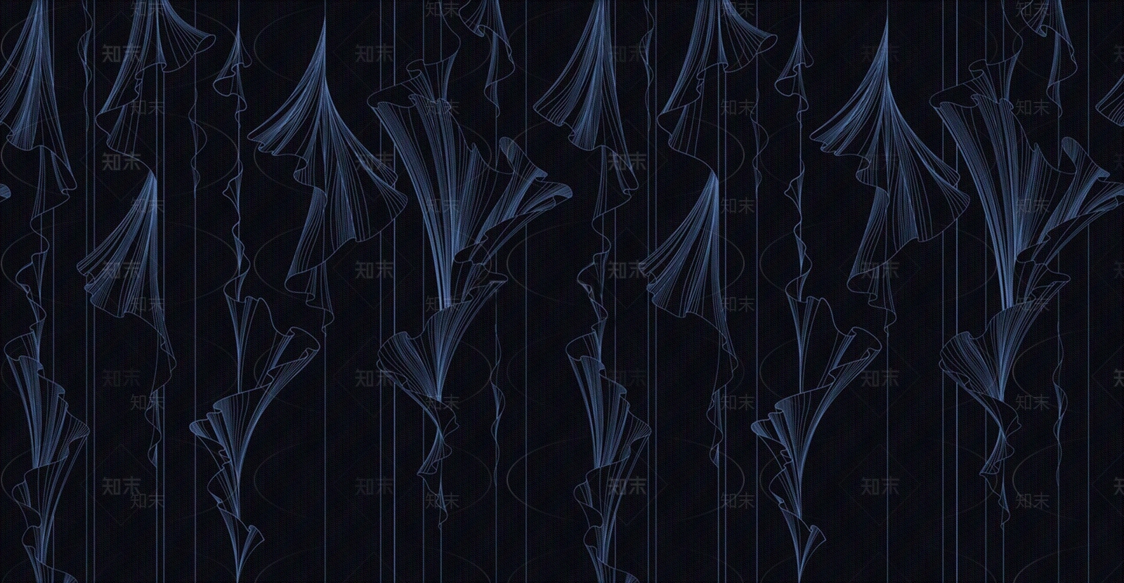 蓝色现代简约曲线线条感壁布壁画墙布贴图下载【ID:1157816579】