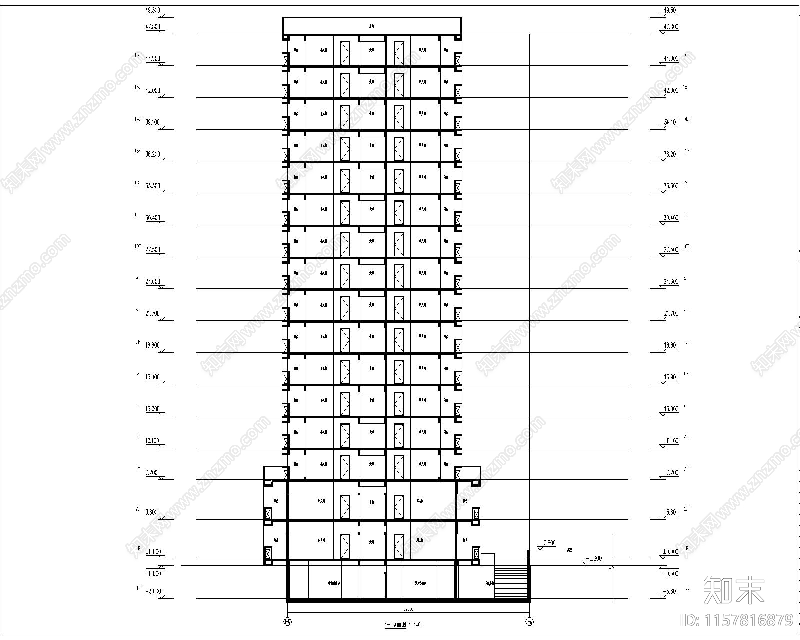 研究生公寓宿cad施工图下载【ID:1157816879】