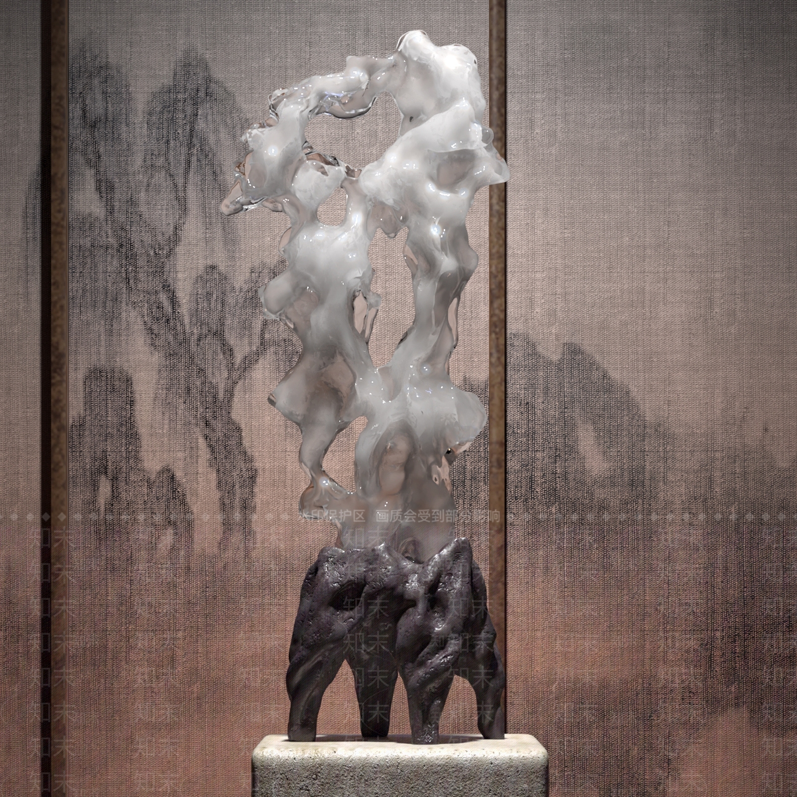 新中式风水石雕塑摆件SU模型下载【ID:1157817235】