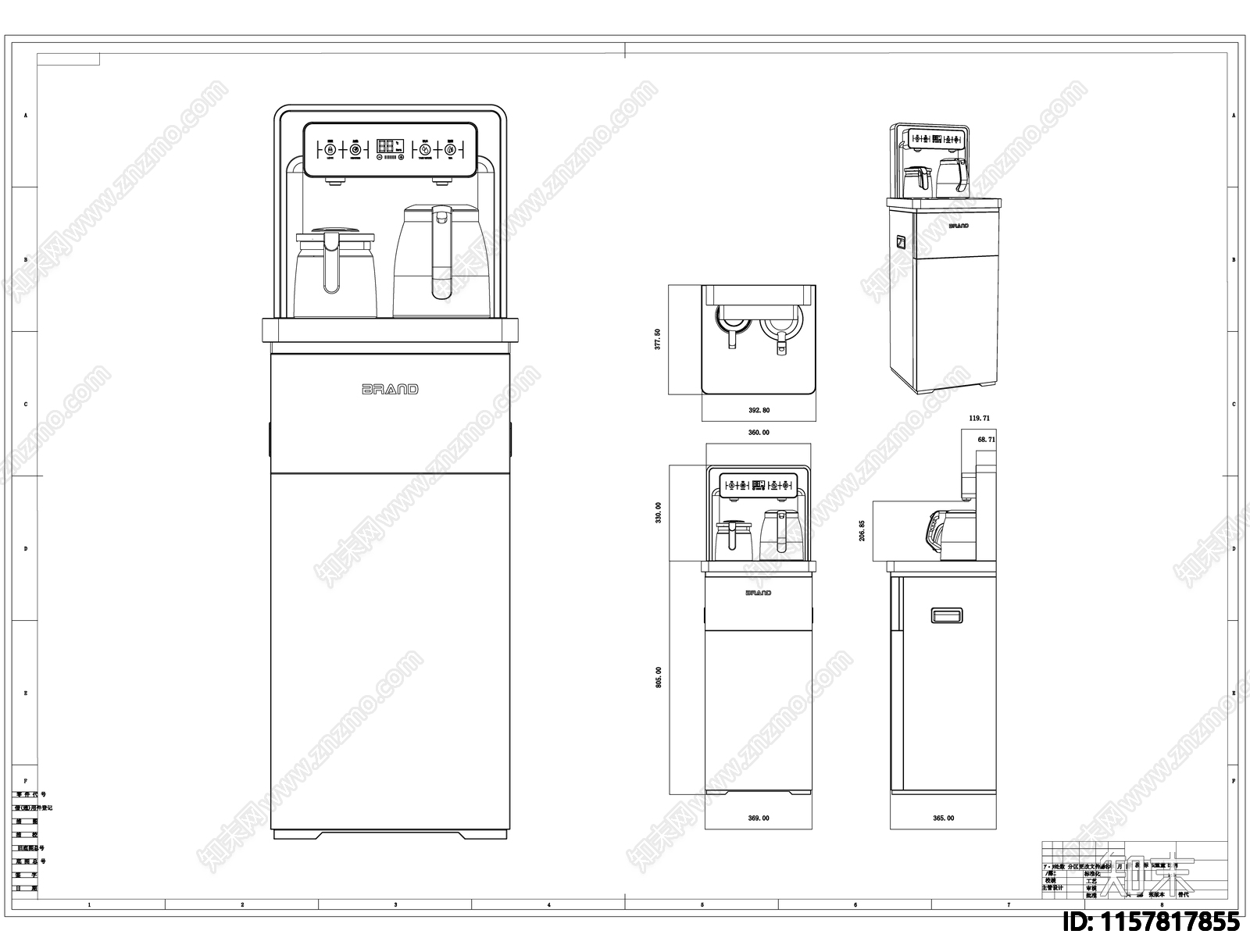 茶吧机线稿图设计cad施工图下载【ID:1157817855】