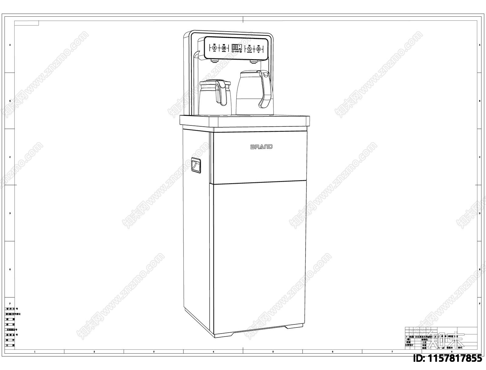 茶吧机线稿图设计cad施工图下载【ID:1157817855】