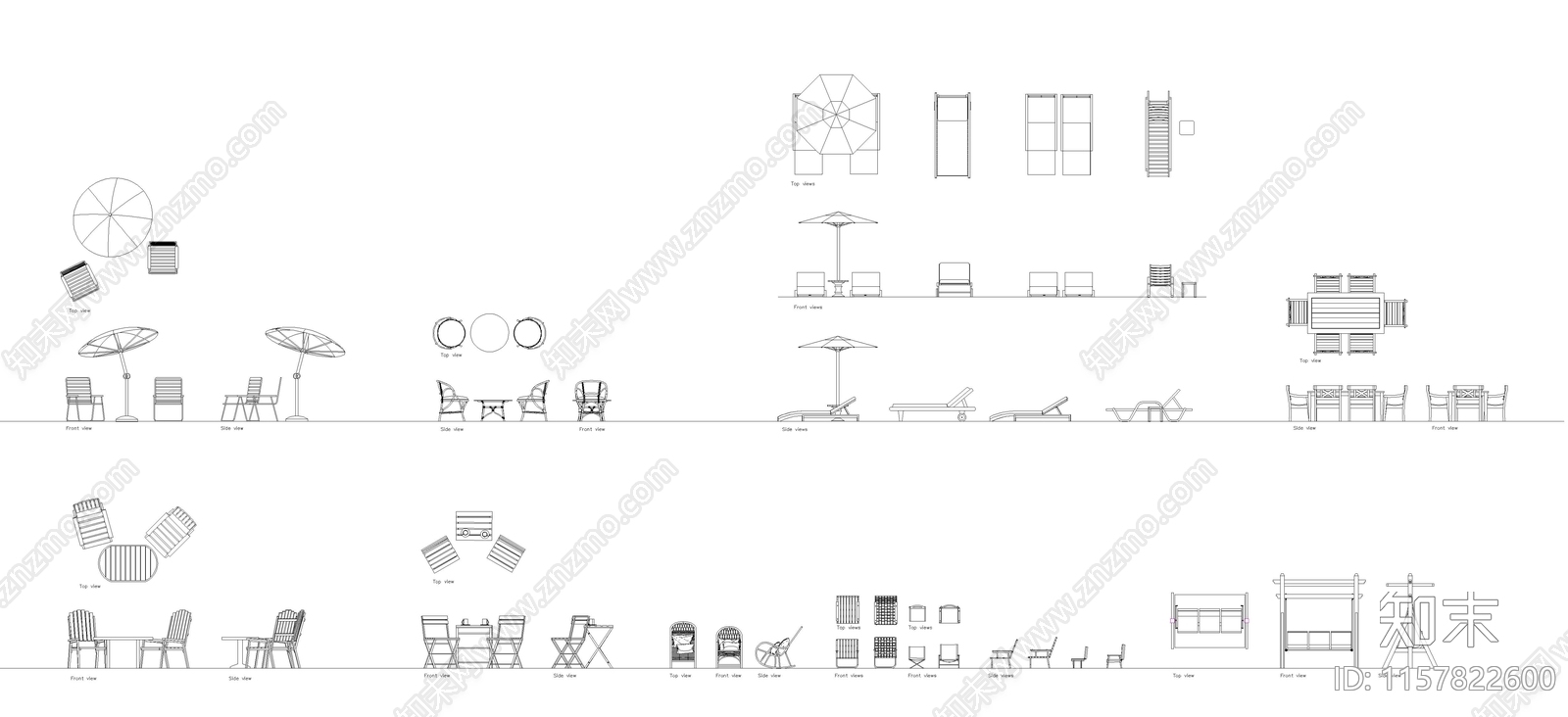 2024户外家具图库cad施工图下载【ID:1157822600】