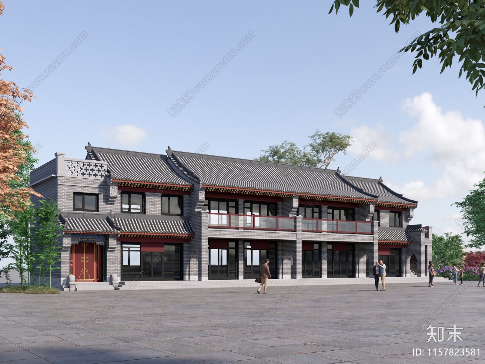 中式建筑SU模型下载【ID:1157823581】