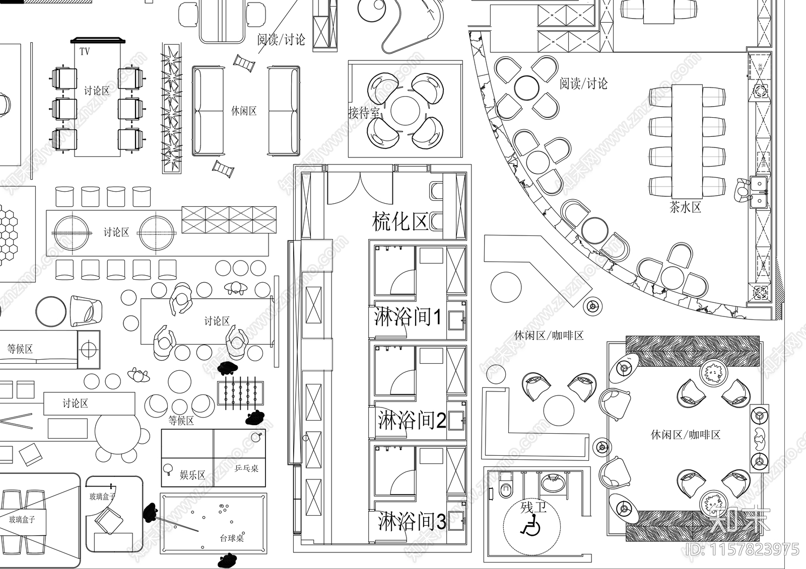 办公空间模板施工图下载【ID:1157823975】