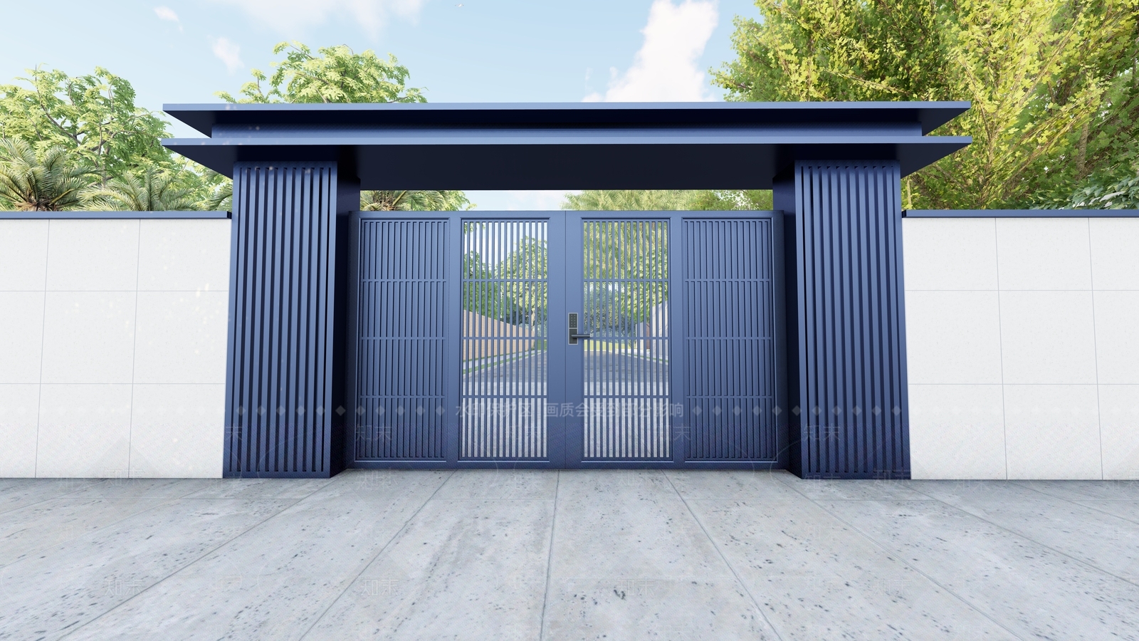 现代铝艺庭院大门SU模型下载【ID:1157825083】