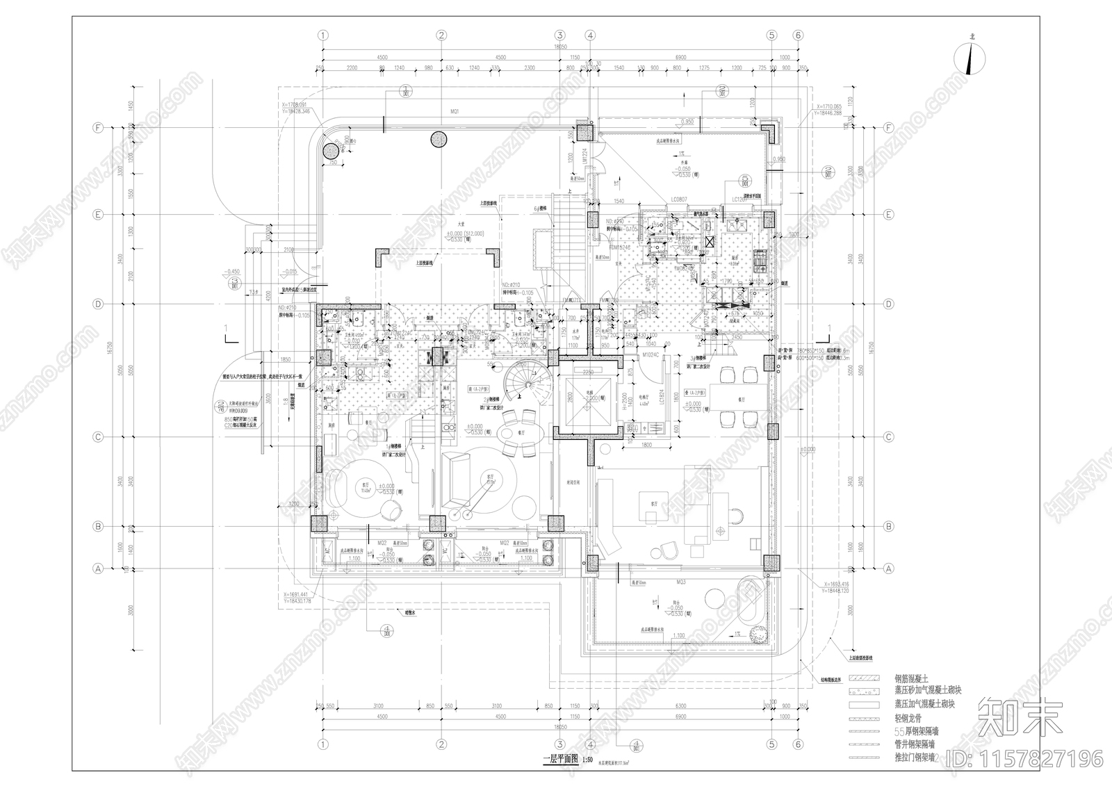 现代风格别墅建筑住宅样板cad施工图下载【ID:1157827196】