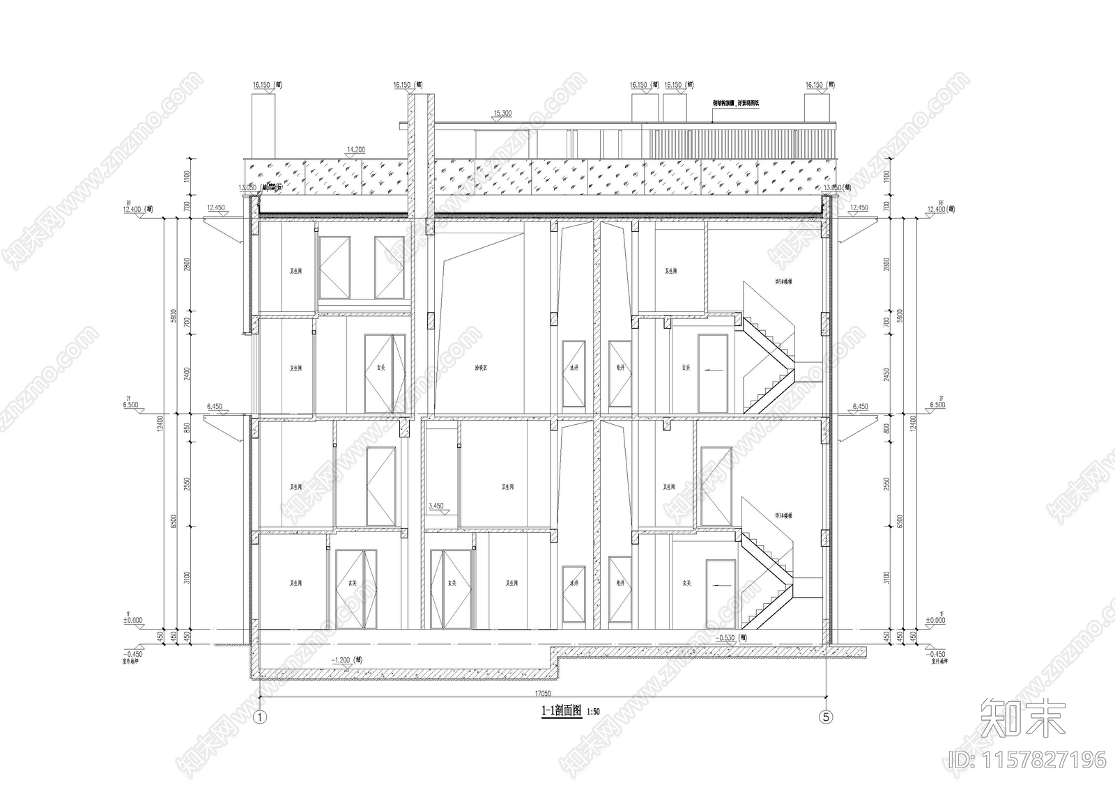 现代风格别墅建筑住宅样板cad施工图下载【ID:1157827196】