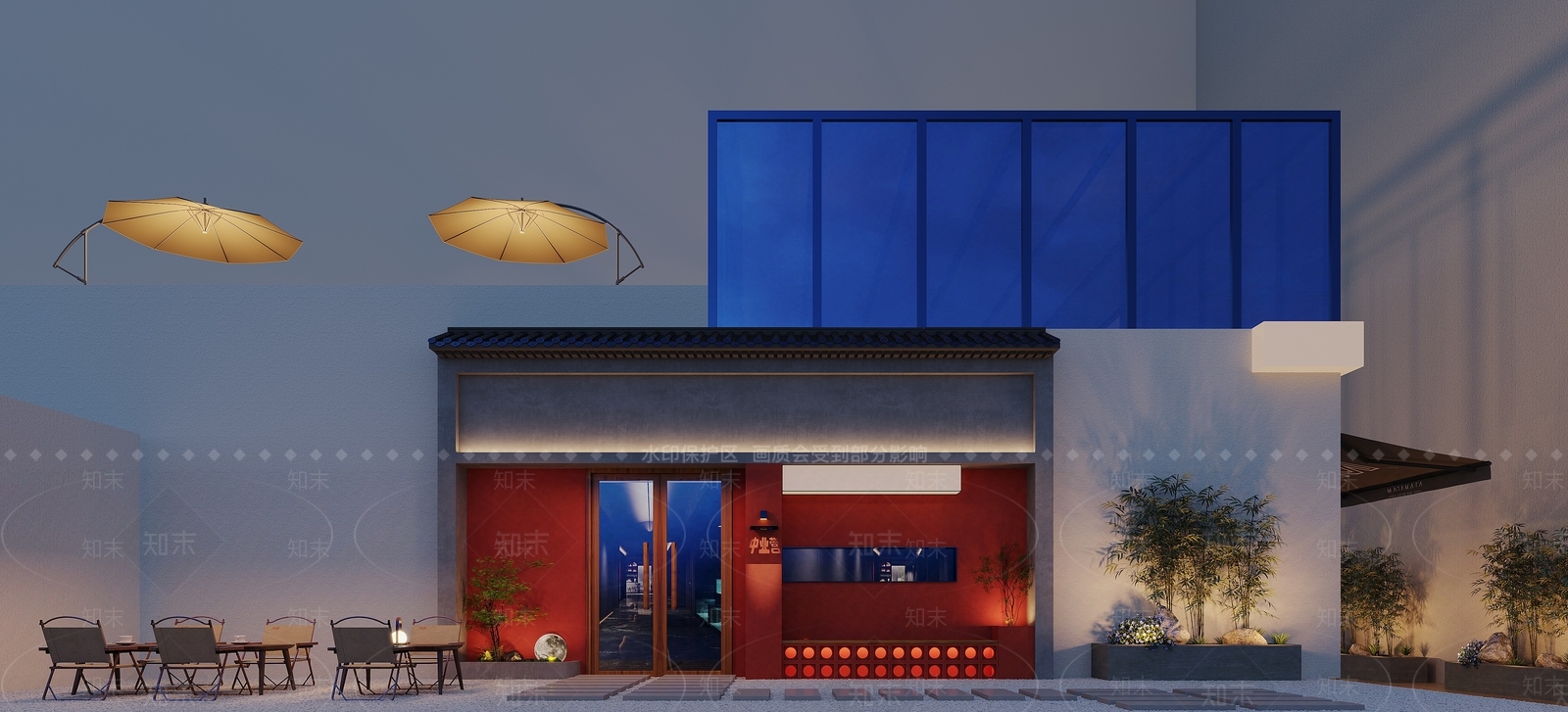 现代海鲜餐厅门头3D模型下载【ID:1157827510】