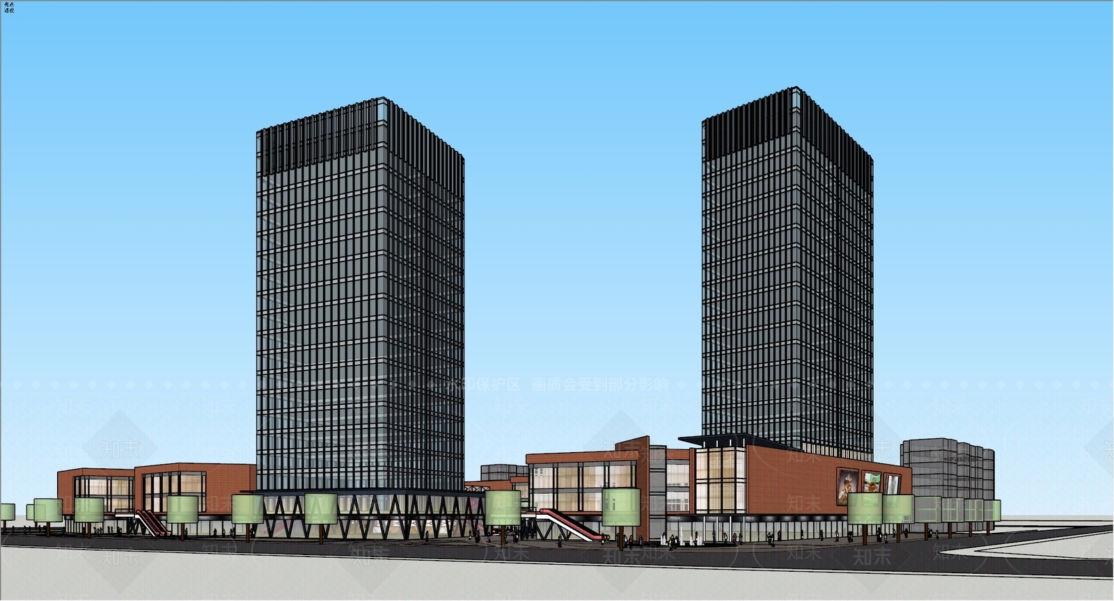 现代商场建筑SU模型下载【ID:1157828488】