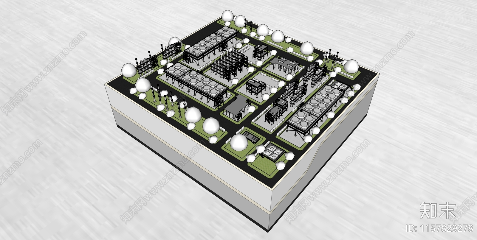 现代工业建筑SU模型下载【ID:1157829278】