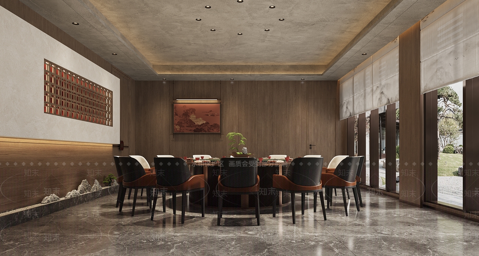 侘寂餐饮包间3D模型下载【ID:1157829758】