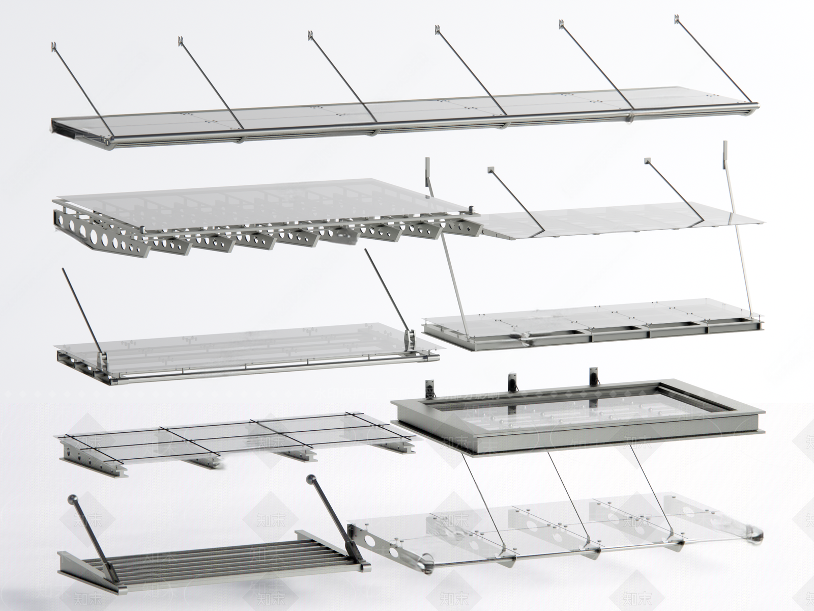 现代玻璃雨棚3D模型下载【ID:1157830496】