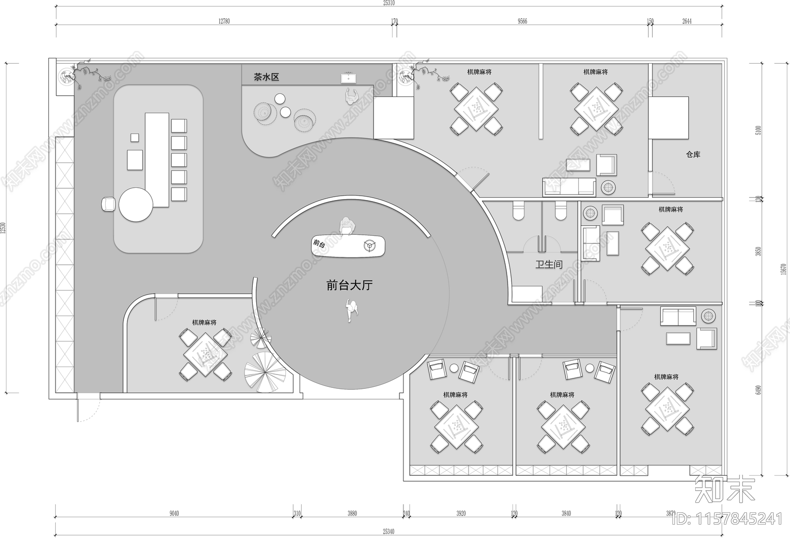 棋牌麻将娱乐休闲会所cad施工图下载【ID:1157845241】