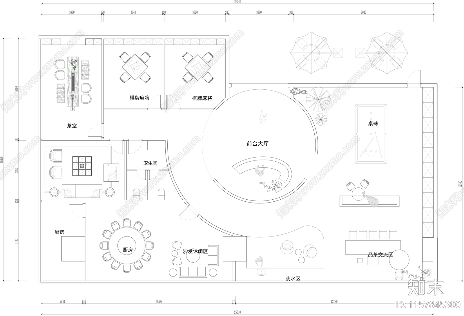 私人休闲娱乐棋牌麻将雪茄会所cad施工图下载【ID:1157845300】