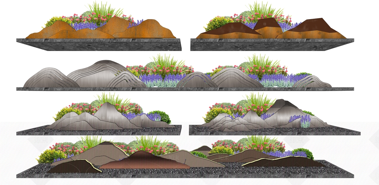 新中式金属山水片石SU模型下载【ID:1157846939】