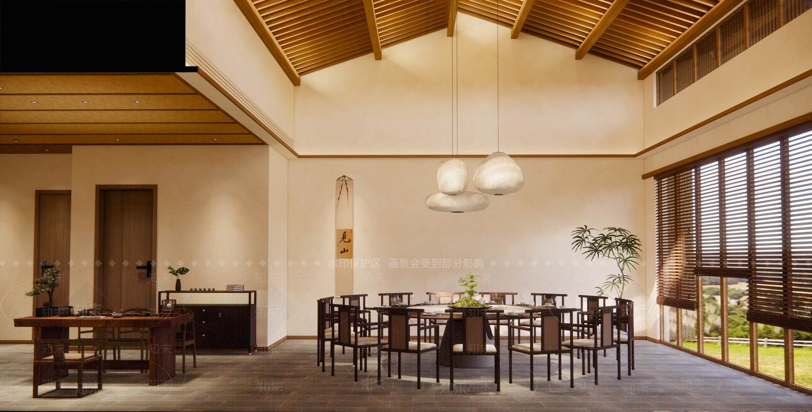 新中式乡村餐厅包厢SU模型下载【ID:1157847281】