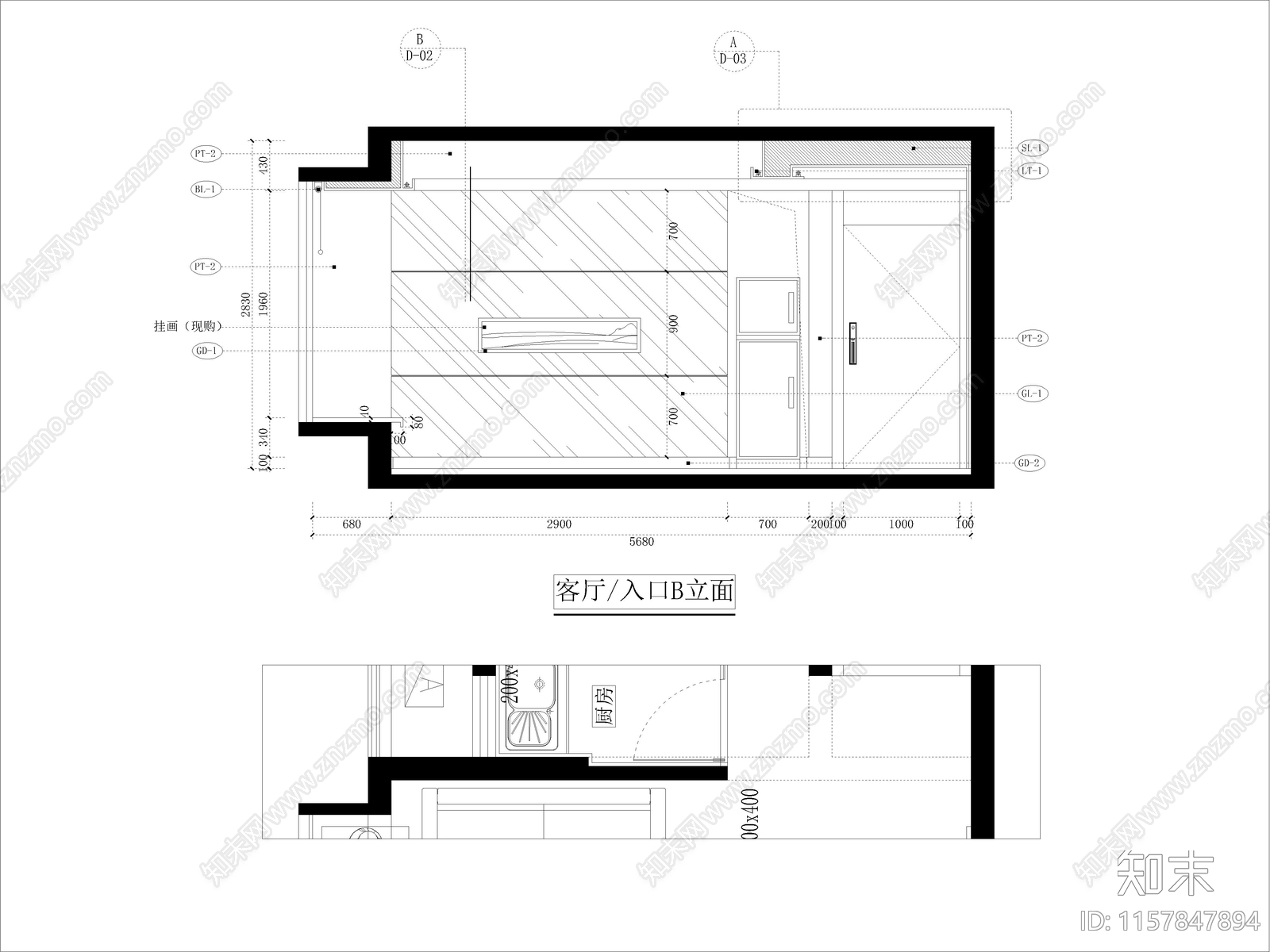 现代家装平层样板间全cad施工图下载【ID:1157847894】