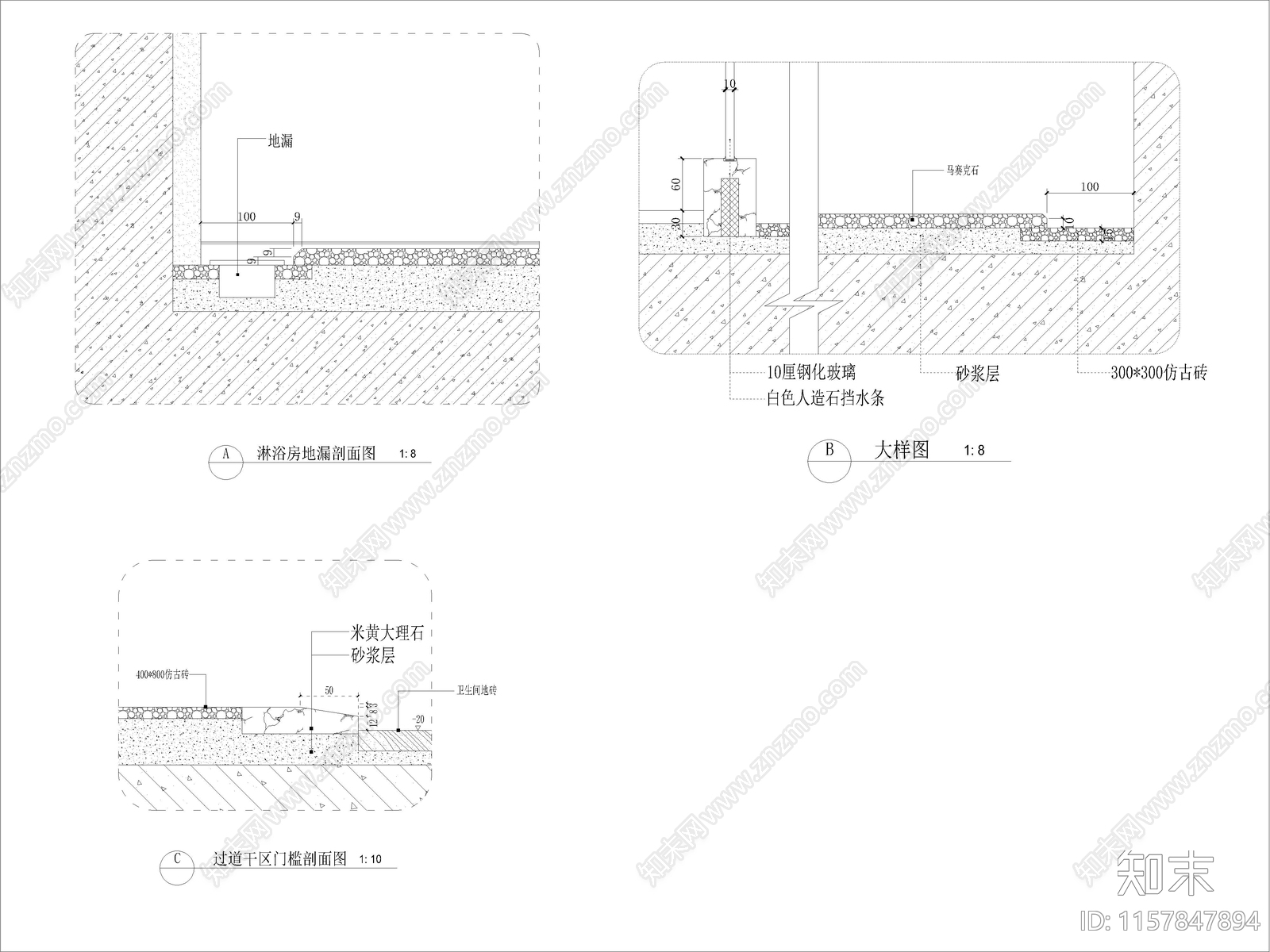 现代家装平层样板间全cad施工图下载【ID:1157847894】