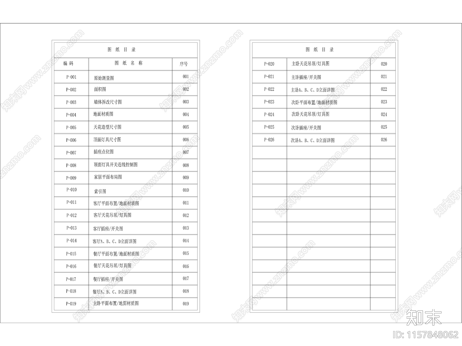 现代家装大平层样板间全cad施工图下载【ID:1157848062】