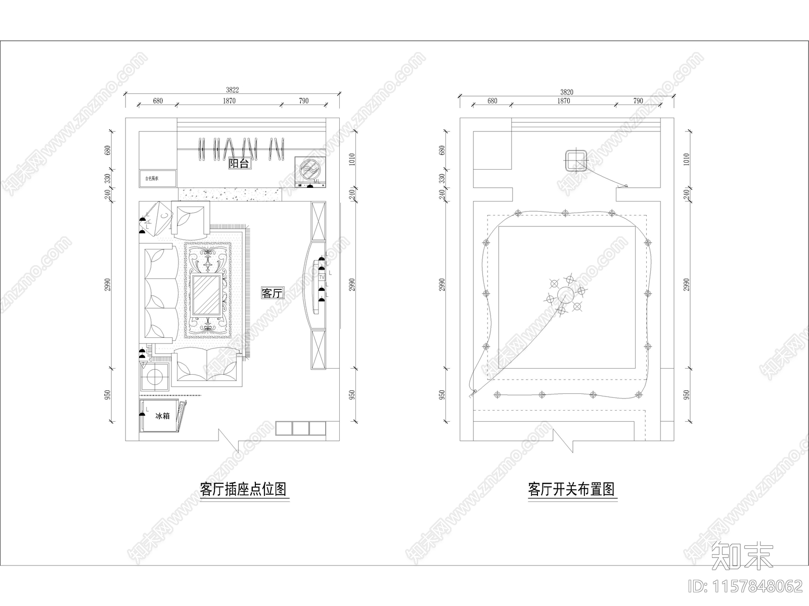 现代家装大平层样板间全cad施工图下载【ID:1157848062】