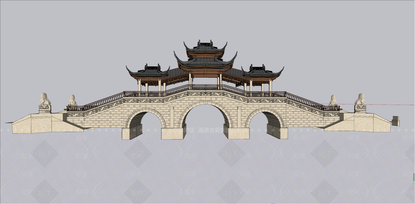 中式古廊桥SU模型下载【ID:1157848327】