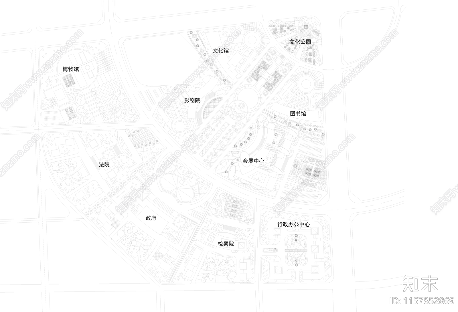 建筑总图景观道路规划cad施工图下载【ID:1157852869】