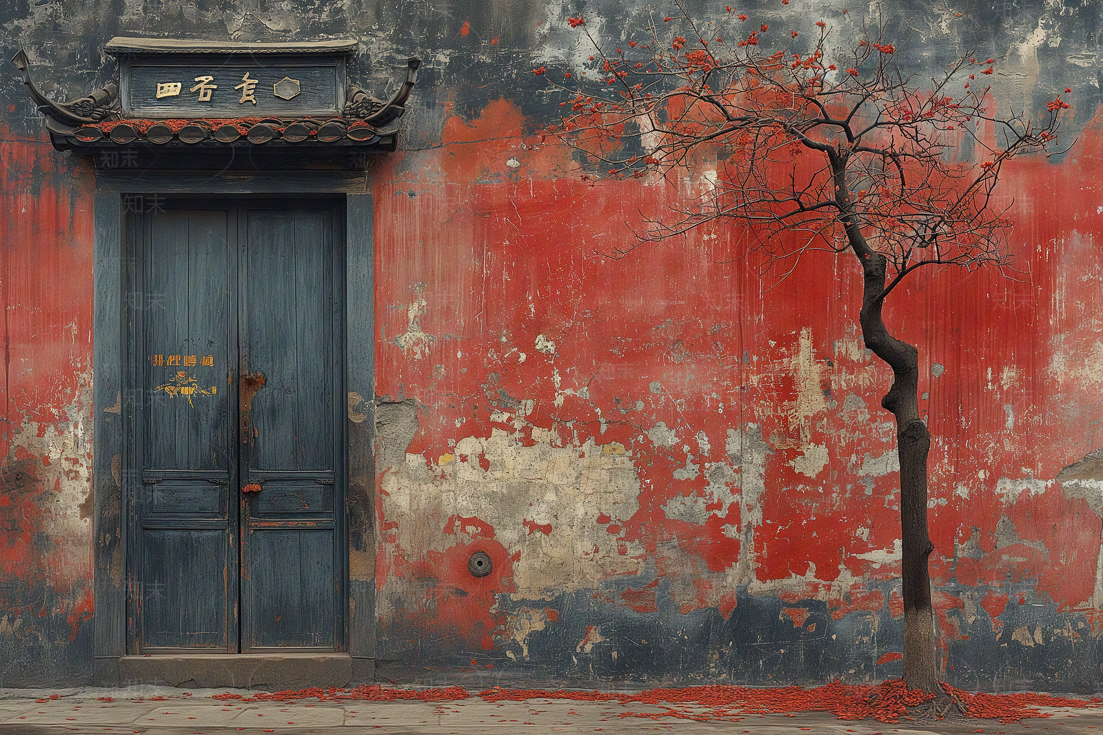 古建红墙街道外景贴图下载【ID:1157853012】