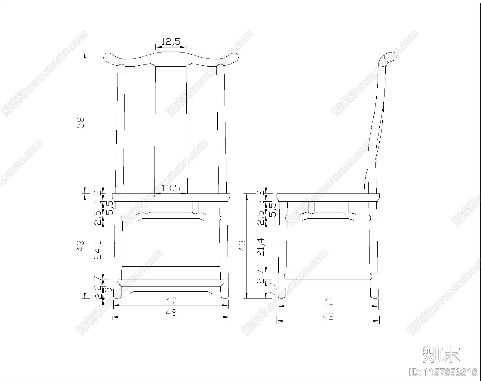 红木灯挂椅施工图下载【ID:1157853818】