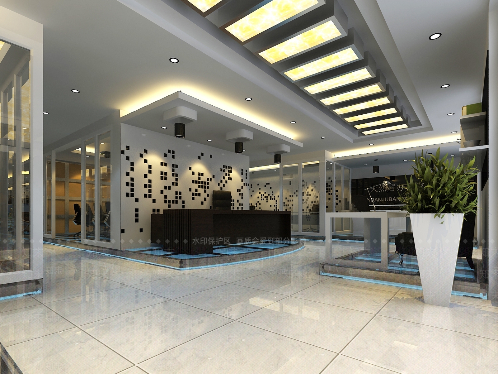 现代办公家具展厅3D模型下载【ID:1157854552】