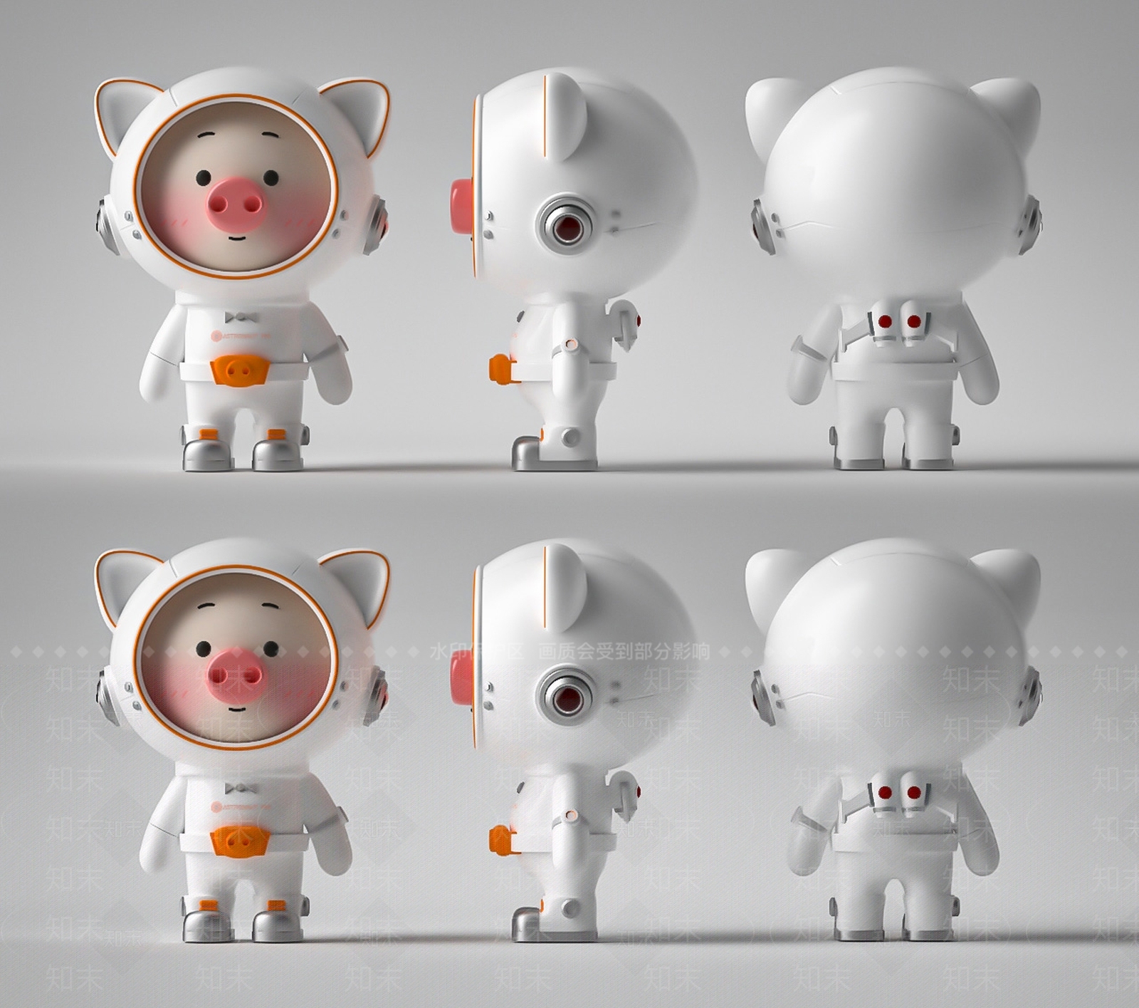 现代卡通小猪太空服手办玩具摆件3D模型下载【ID:1157856703】