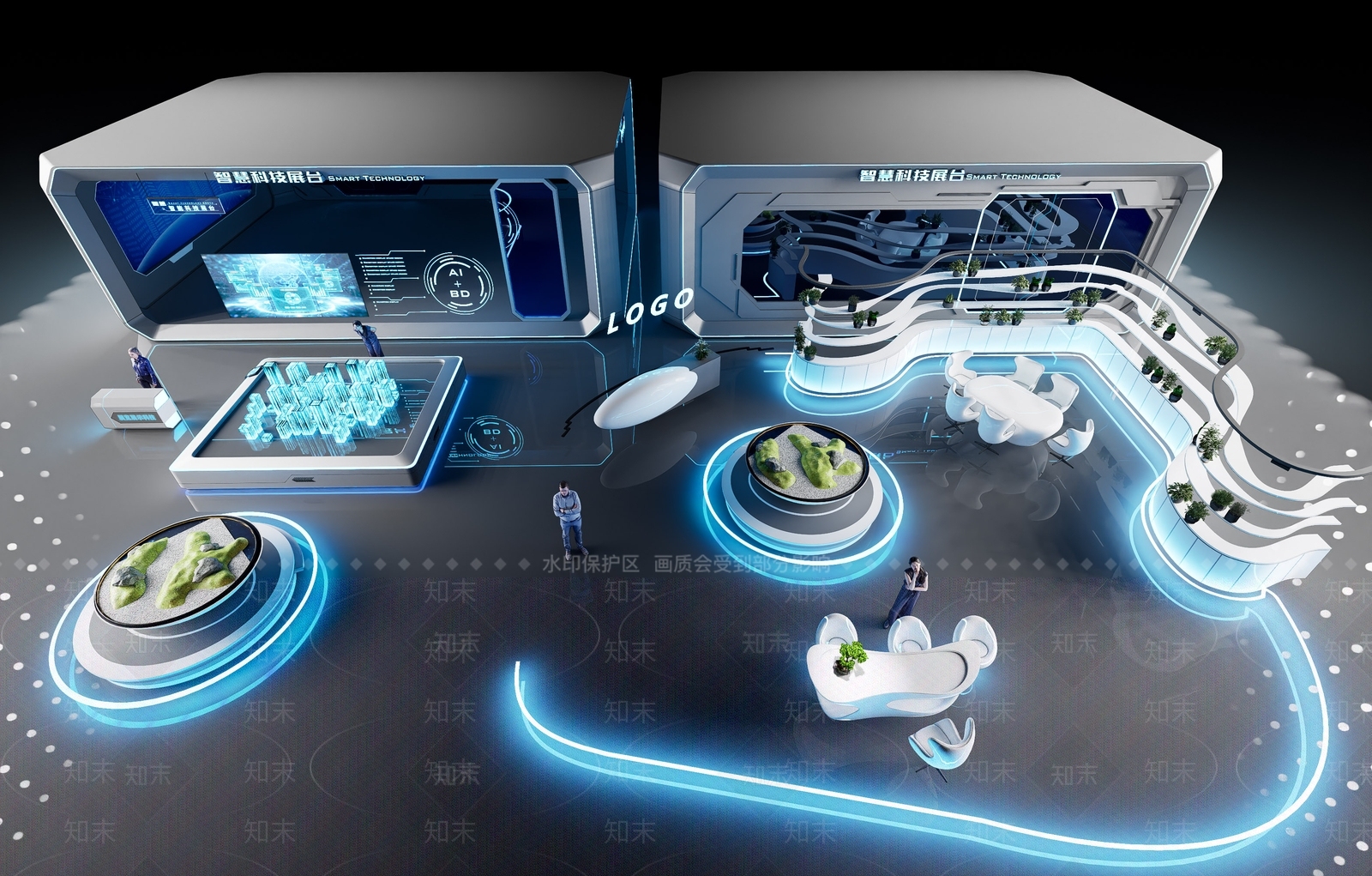 现代科技展厅展台3D模型下载【ID:1157856808】