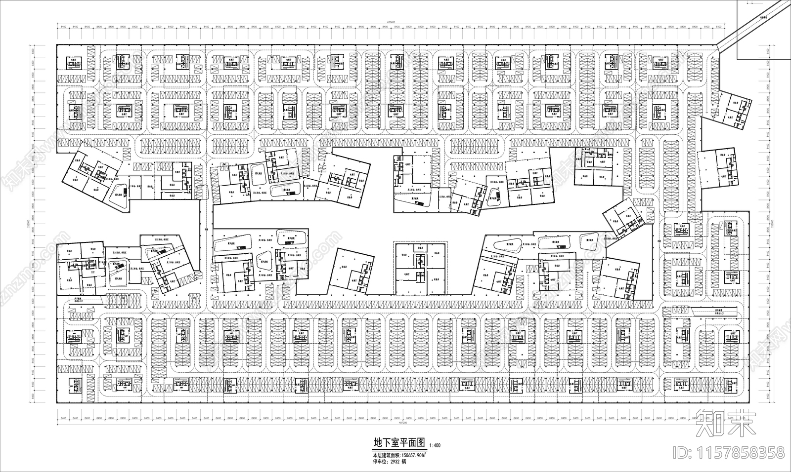 地下车库平面布置图施工图下载【ID:1157858358】