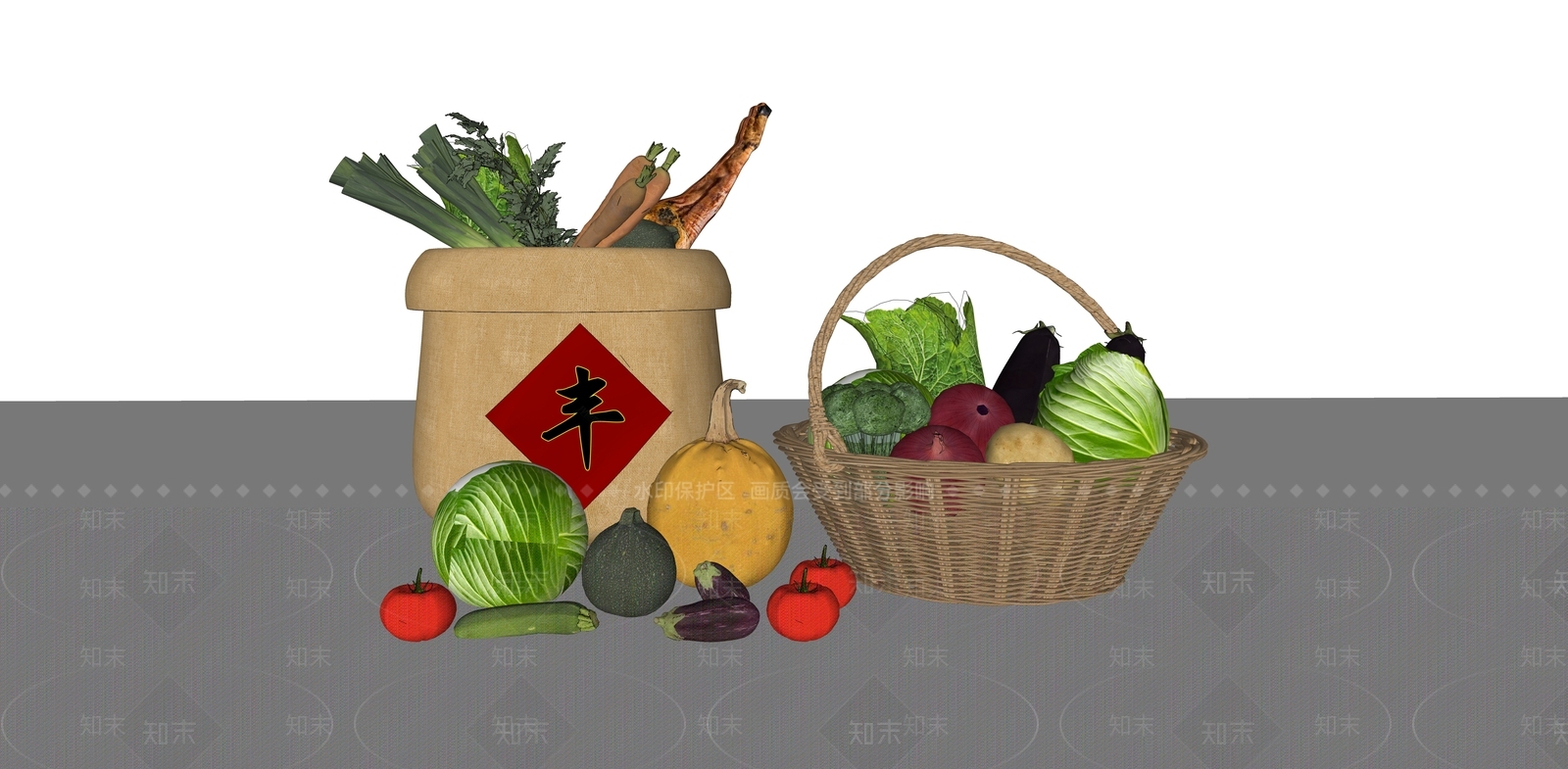 水果蔬菜组合SU模型下载【ID:1157859856】