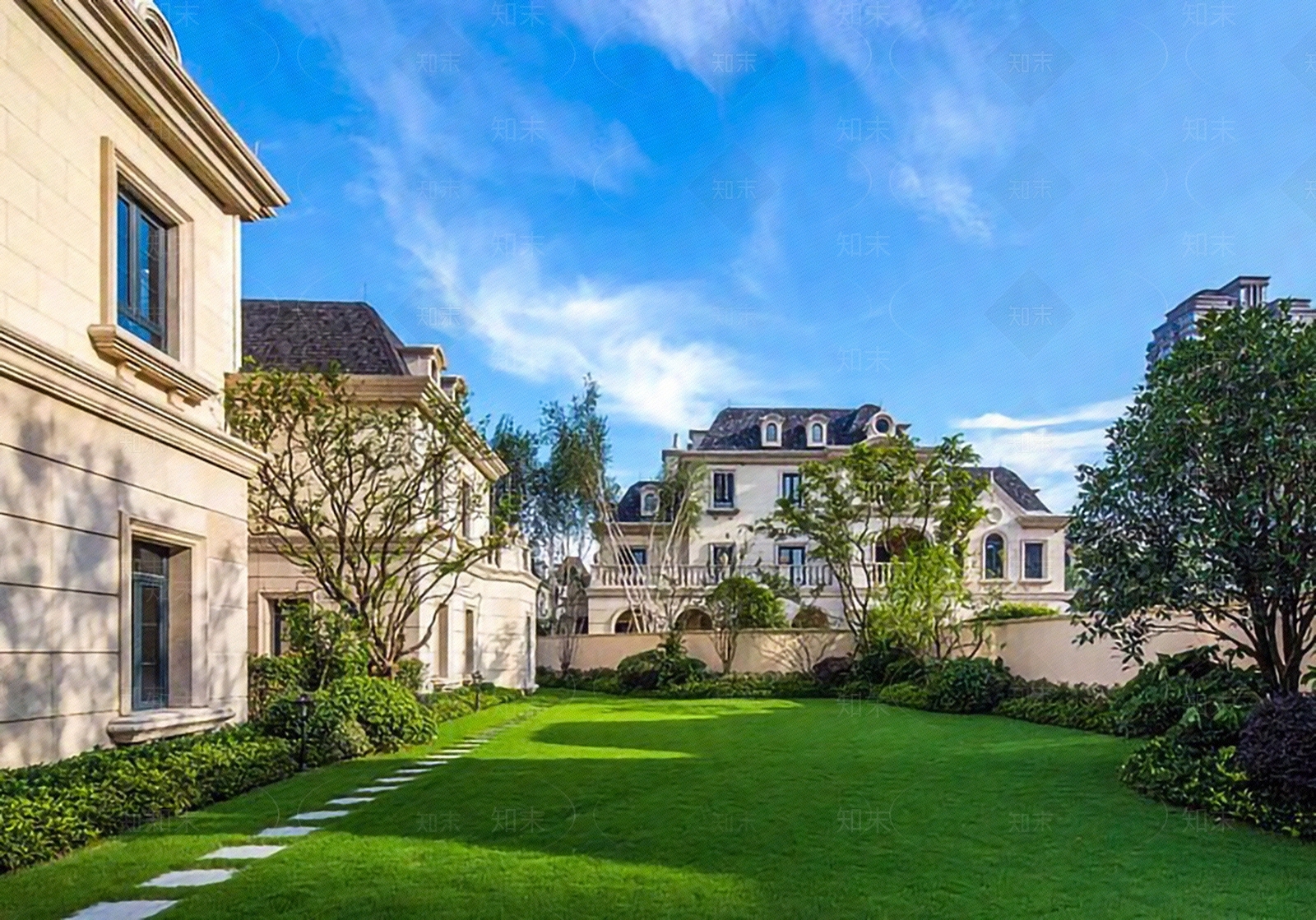 白天庭院别墅外景贴图下载【ID:1157859761】