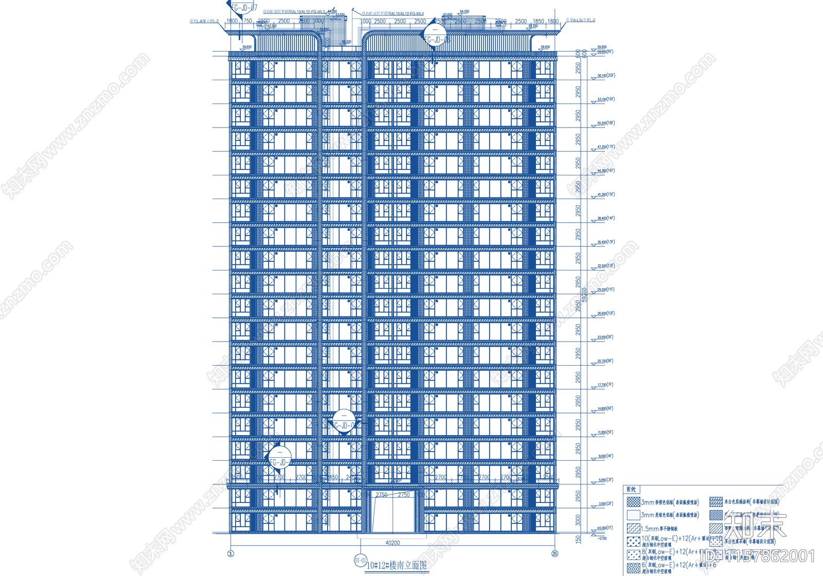 通安福地块住宅建筑外立面cad施工图下载【ID:1157862001】