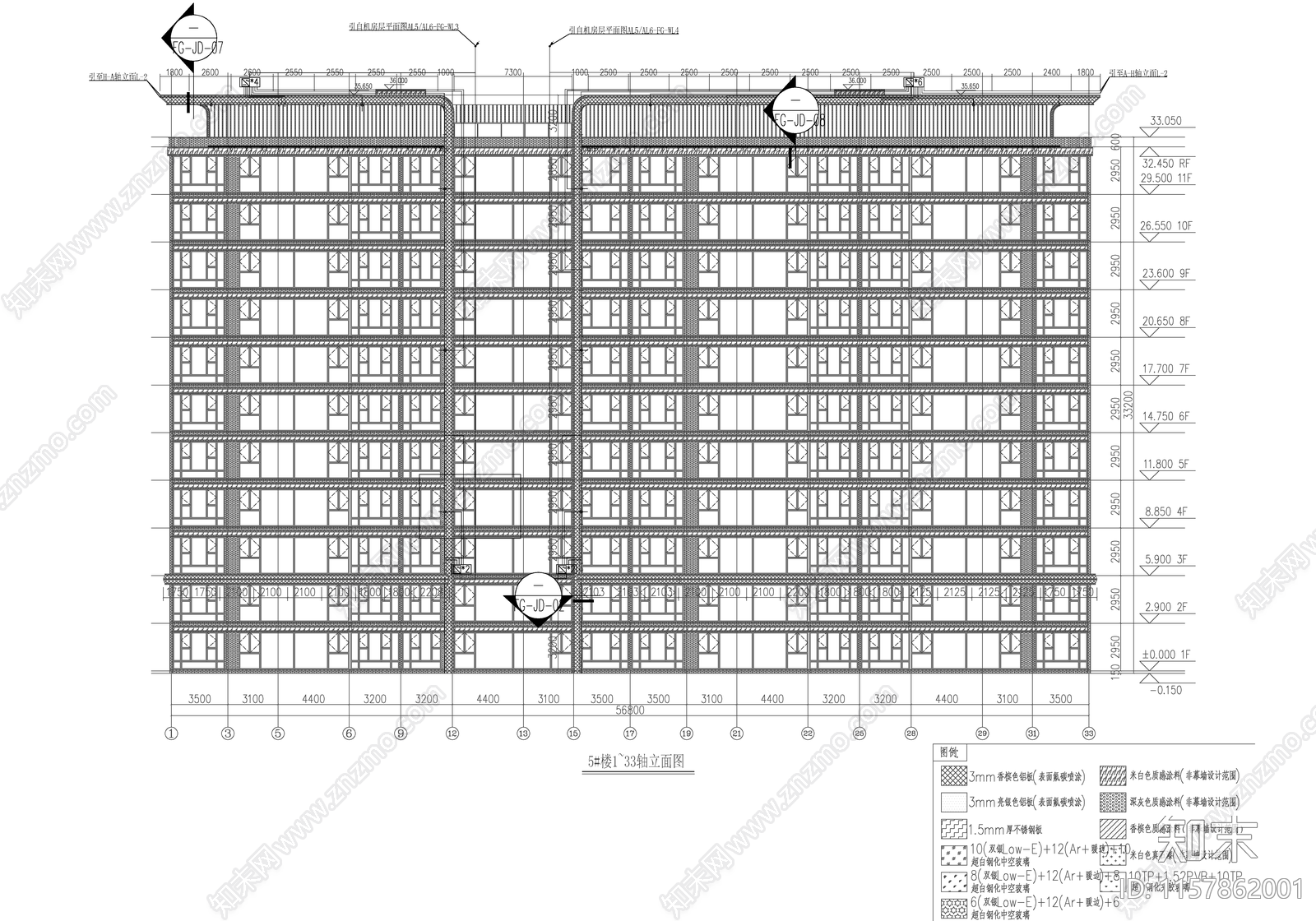 通安福地块住宅建筑外立面cad施工图下载【ID:1157862001】