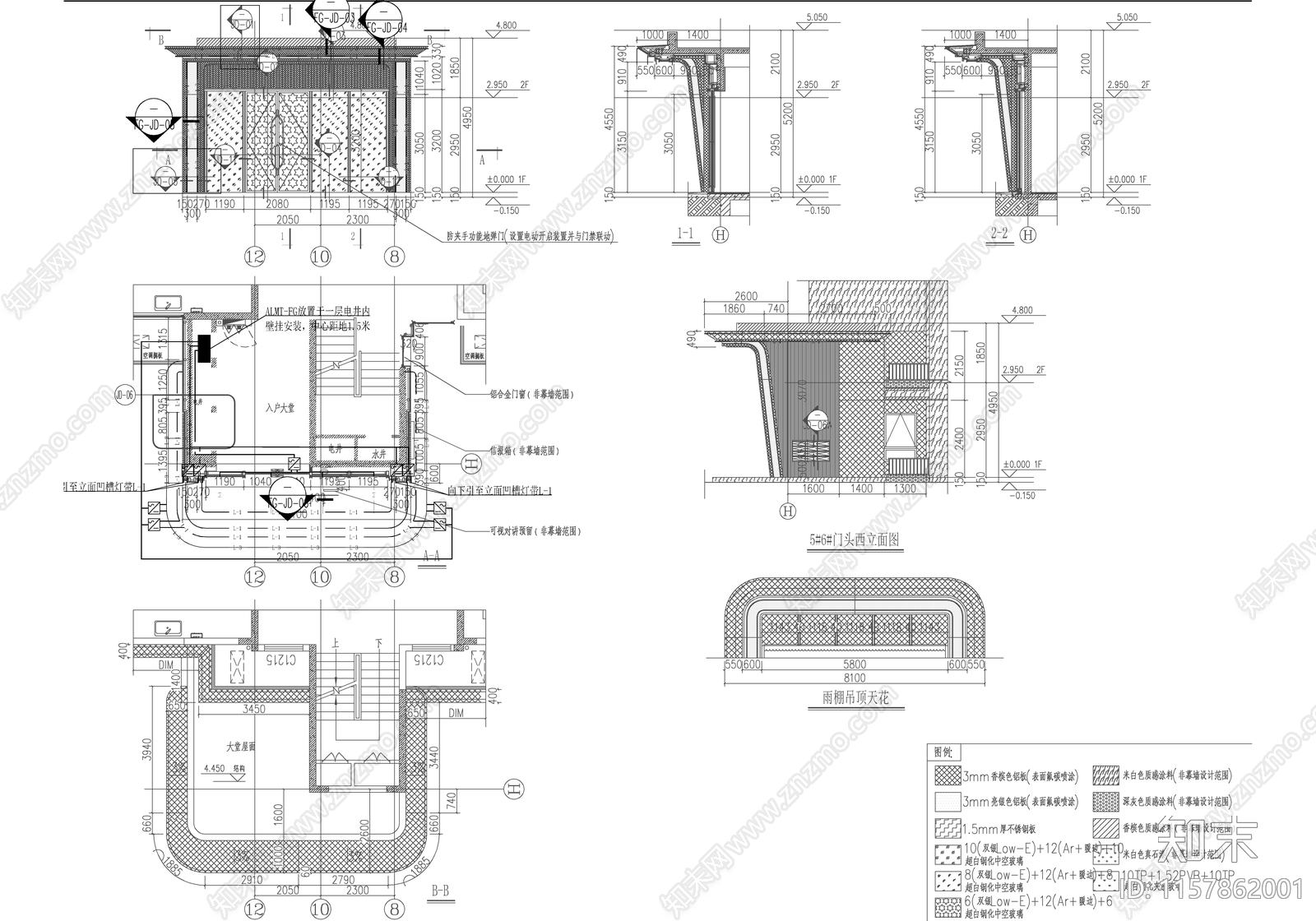 通安福地块住宅建筑外立面cad施工图下载【ID:1157862001】