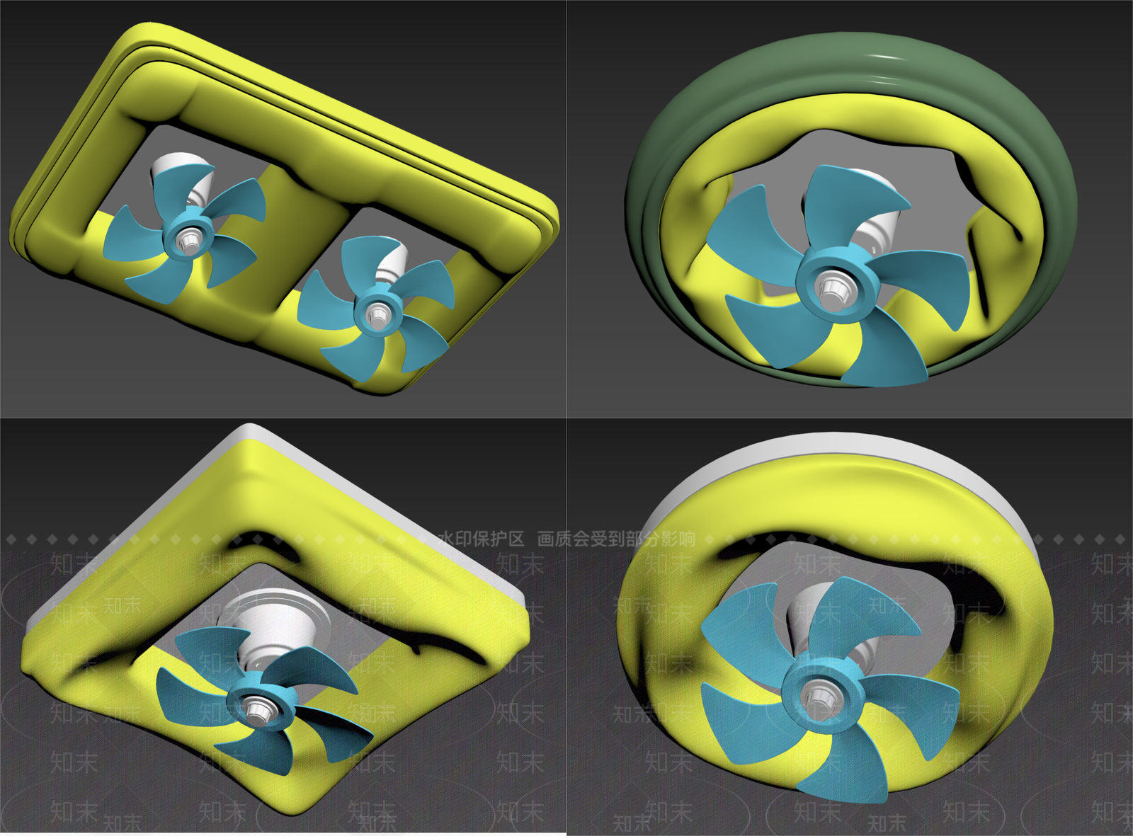 现代简约风扇吸顶灯SU模型下载【ID:1157863006】