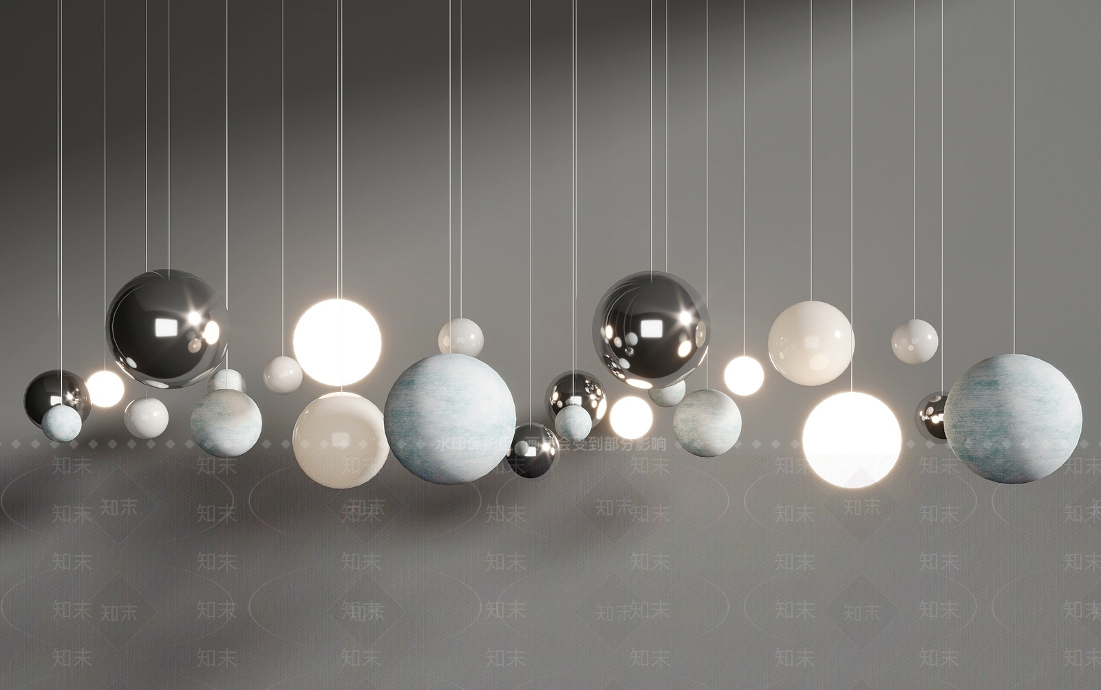 现代球形吊灯SU模型下载【ID:1157863059】