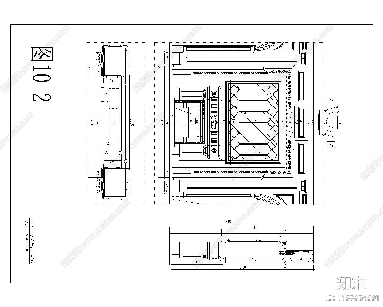 欧式北美红橡开放漆原木整体客厅cad施工图下载【ID:1157864591】