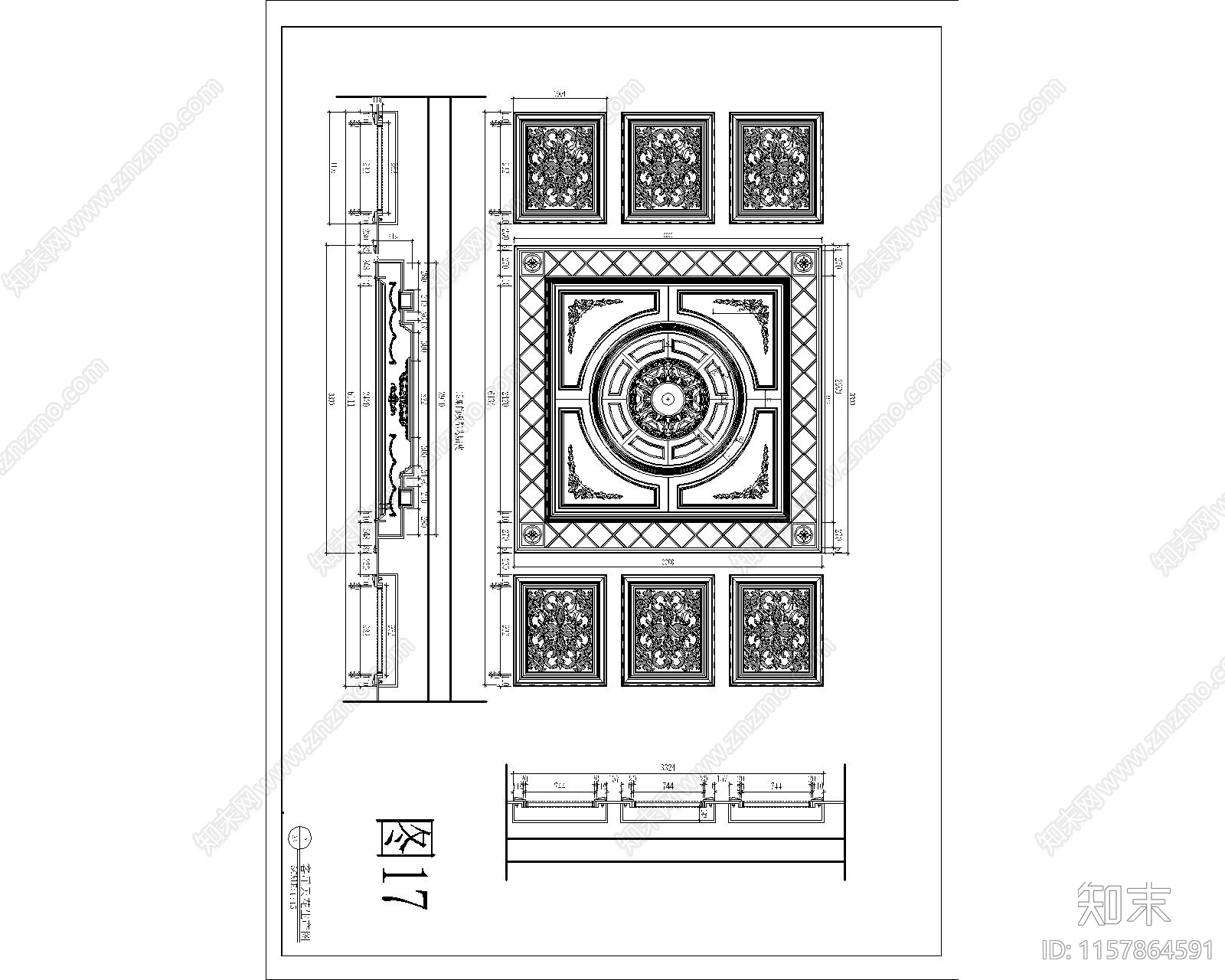 欧式北美红橡开放漆原木整体客厅cad施工图下载【ID:1157864591】