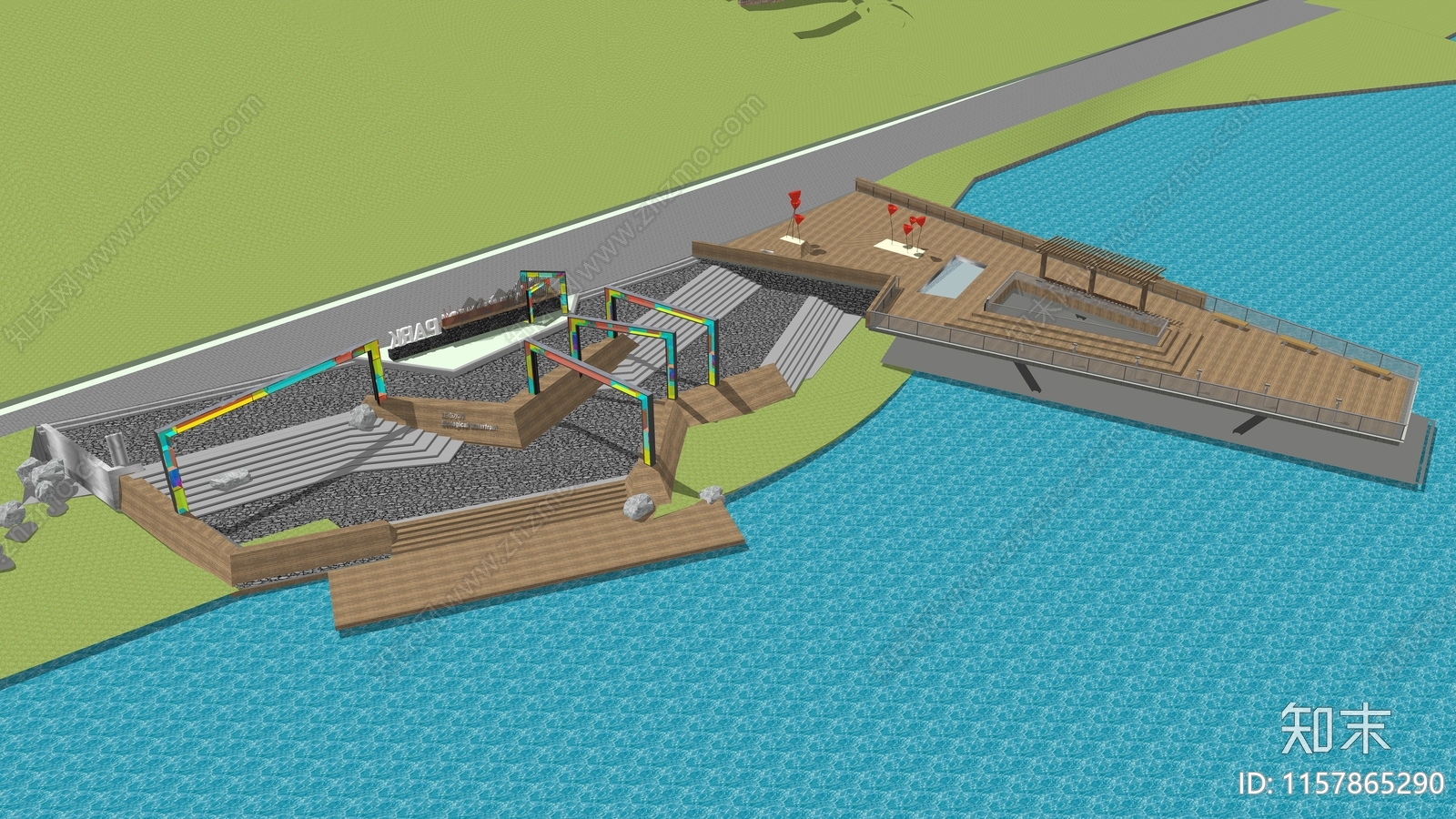 现代滨水观景台SU模型下载【ID:1157865290】