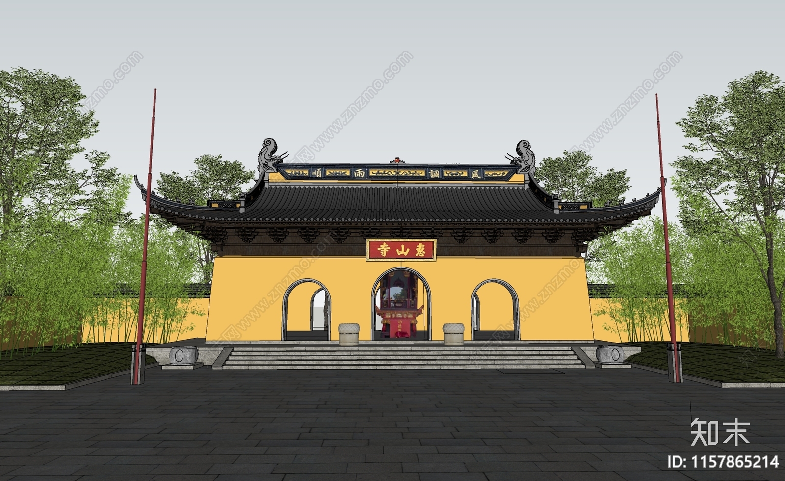 中式南方寺院SU模型下载【ID:1157865214】