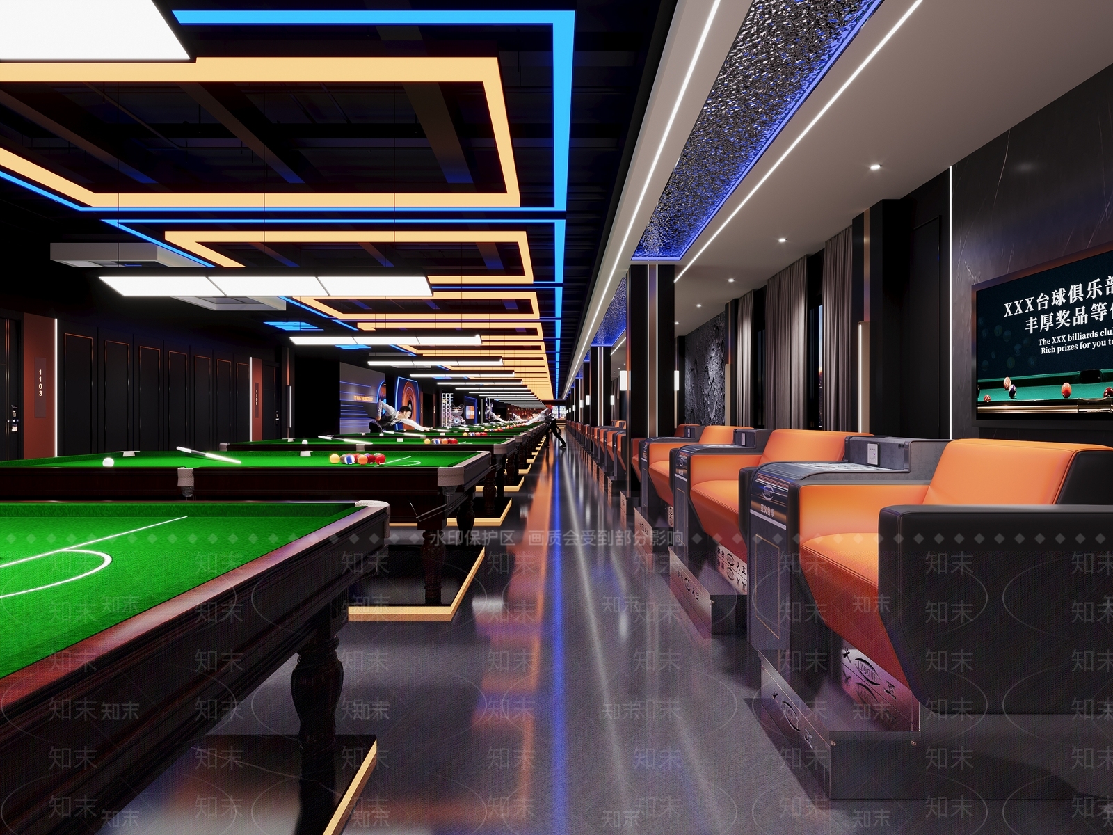 工业风台球室3D模型下载【ID:1157868311】