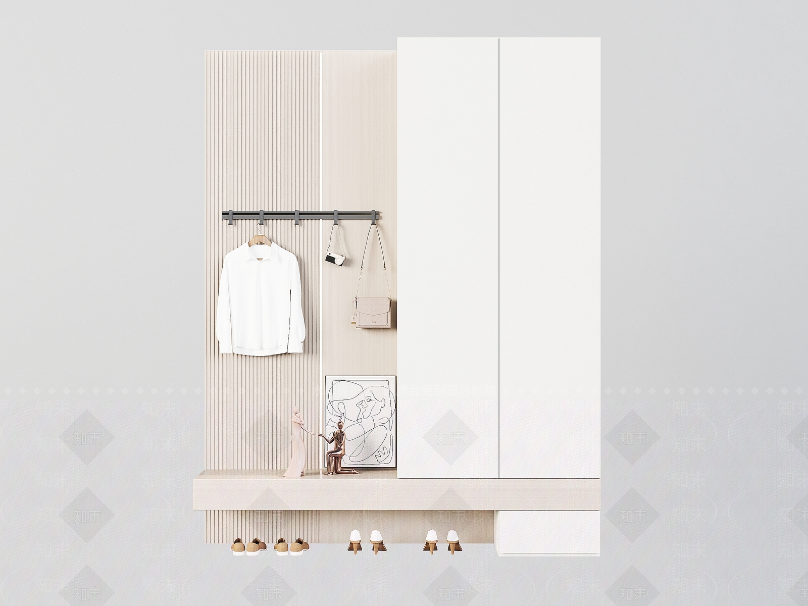 现代进门屏风柜3D模型下载【ID:1157869424】