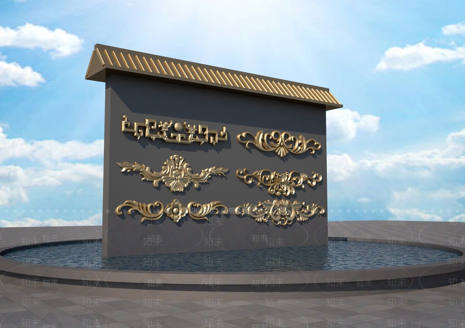 现代花纹浮雕3D模型下载【ID:1157870136】