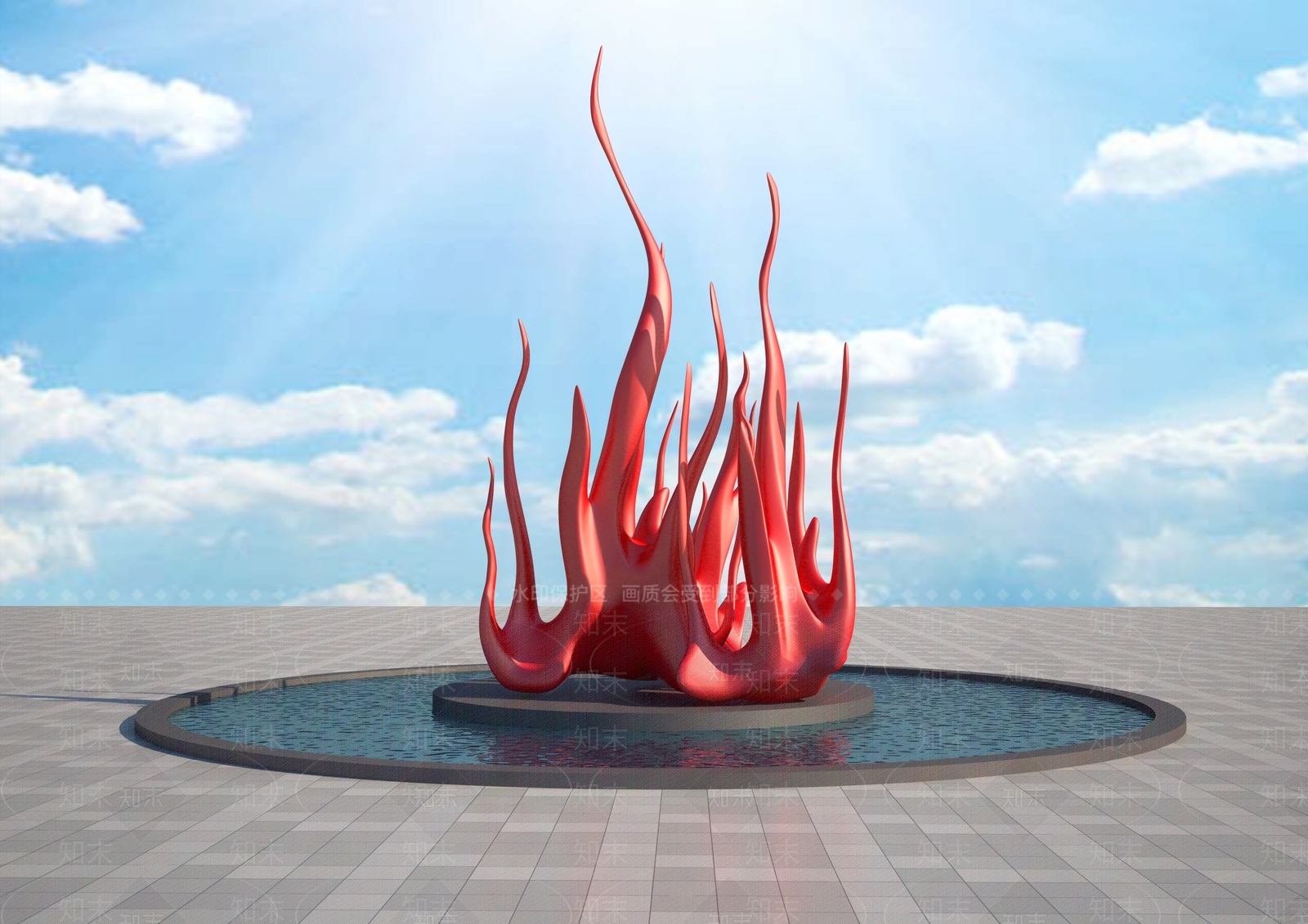 现代火焰雕塑3D模型下载【ID:1157873220】