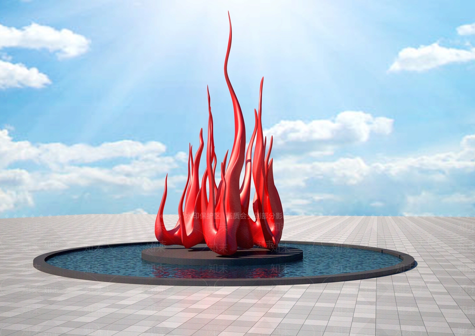 现代火焰雕塑3D模型下载【ID:1157873220】